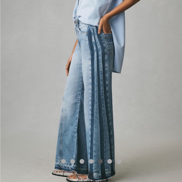 Anthropologie Pilcro Adidas Mid-Rise Frayed Relaxed Flare Jeans - Picture 3 of 11